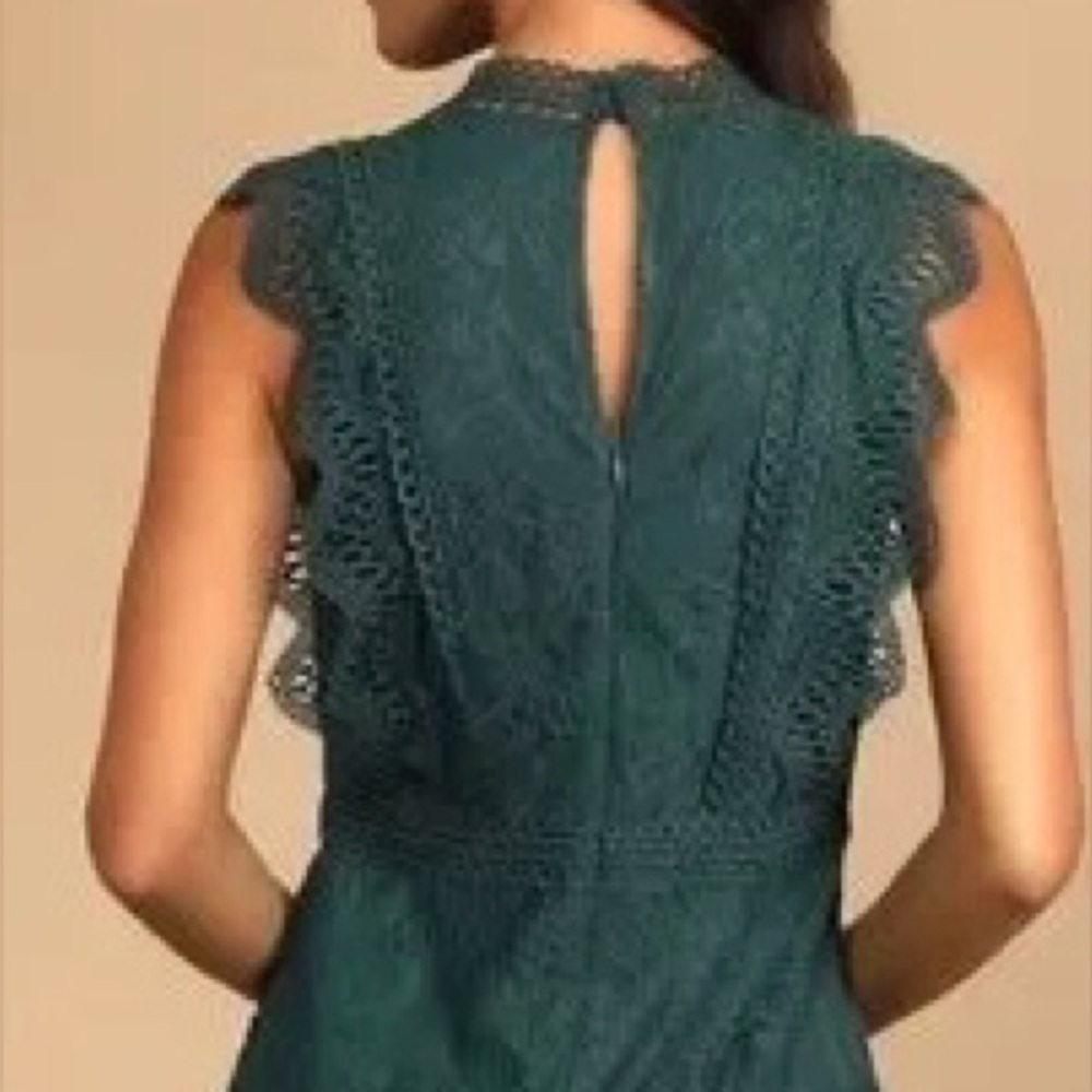 Lulus Dark green Lace Mock Neck Mini Dress Small - Picture 4 of 15